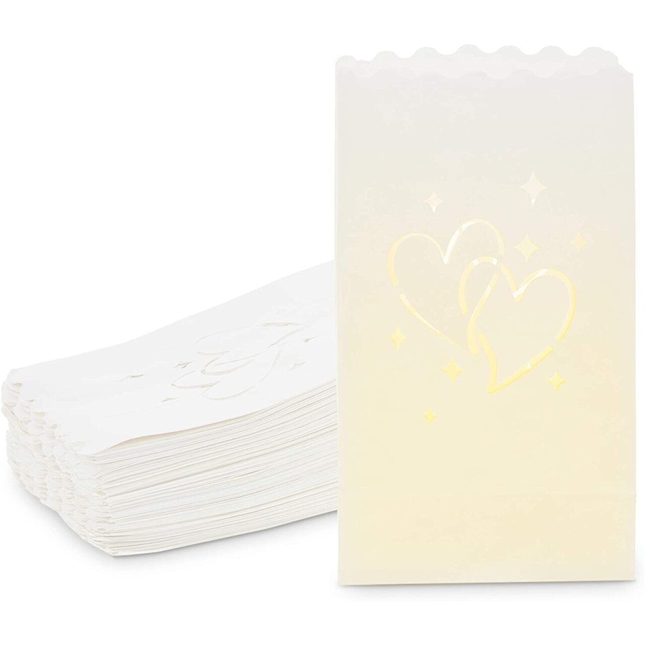 White Luminary Bags for Weddings and Party Decor (10 x 5.9 x 3.5 in, 60 Pack)